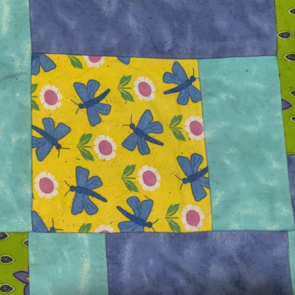 Handmade Colorful Patchwork Denim Quilt - Picture 14 of 15